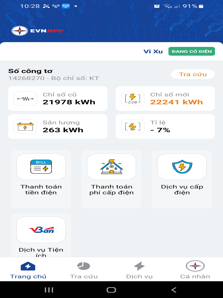 trong Hình ảnh khách hàng tự kiểm tra và chủ động kiểm soát sản lượng điện tiêu thụ mọi lúc, mọi nơi và liên tục 24.24h