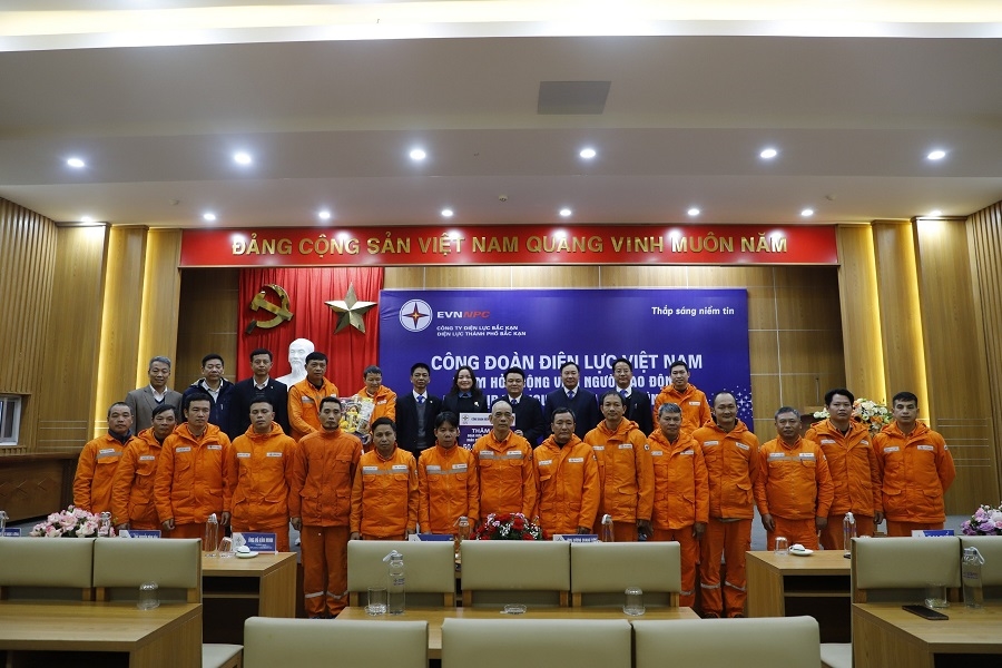 Đc Đinh Thị Thanh Bình - Phó CT Công đoàn ĐVN trao quà tết cho người lao động