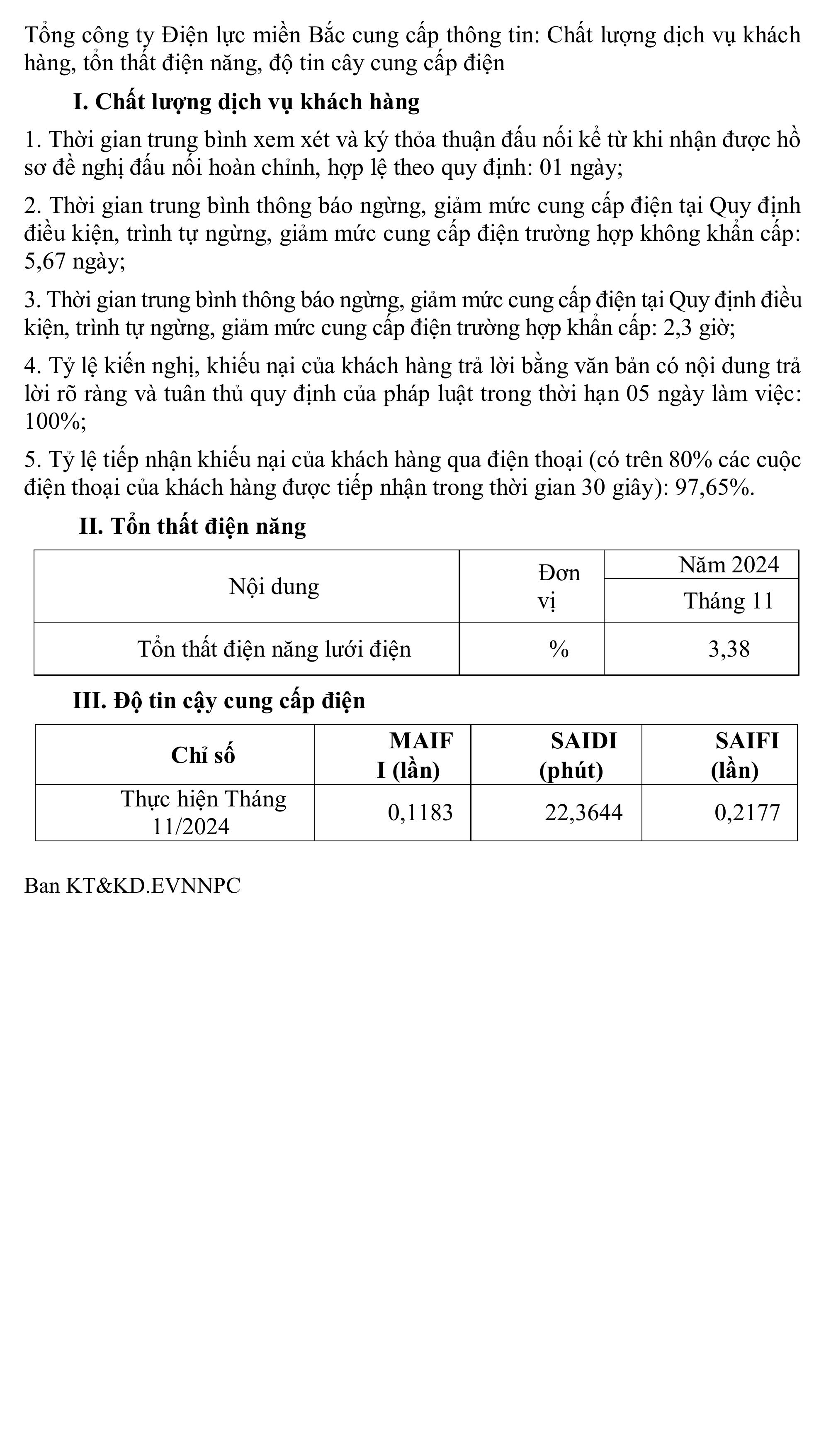 T11-2024 cong bo thong tin ve chat luong DVKH cua NPC