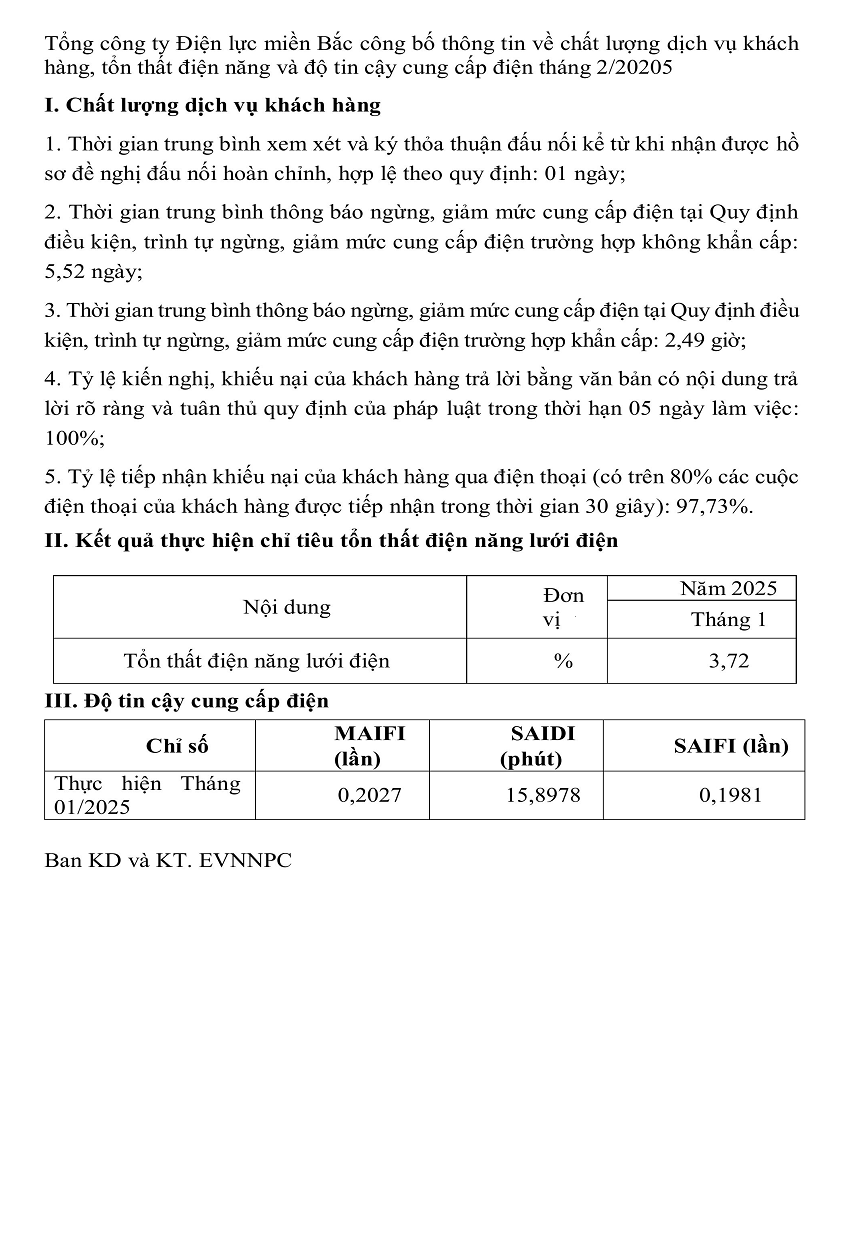 T01-2025 cong bo thong tin ve chat luong DVKH cua NPC