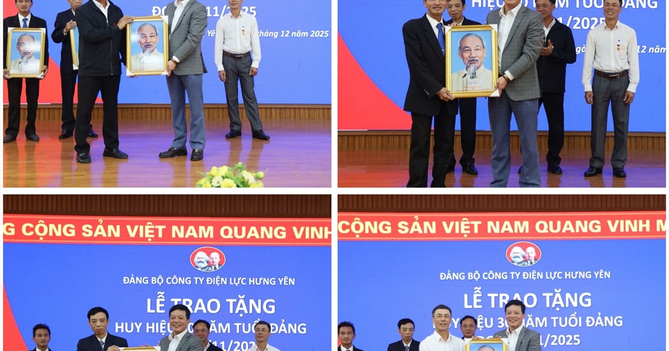 Đảng bộ Công ty Điện lực Hưng Yên long trọng tổ chức Lễ trao Huy hiệu 30 năm tuổi Đảng cho 4 Đảng viên