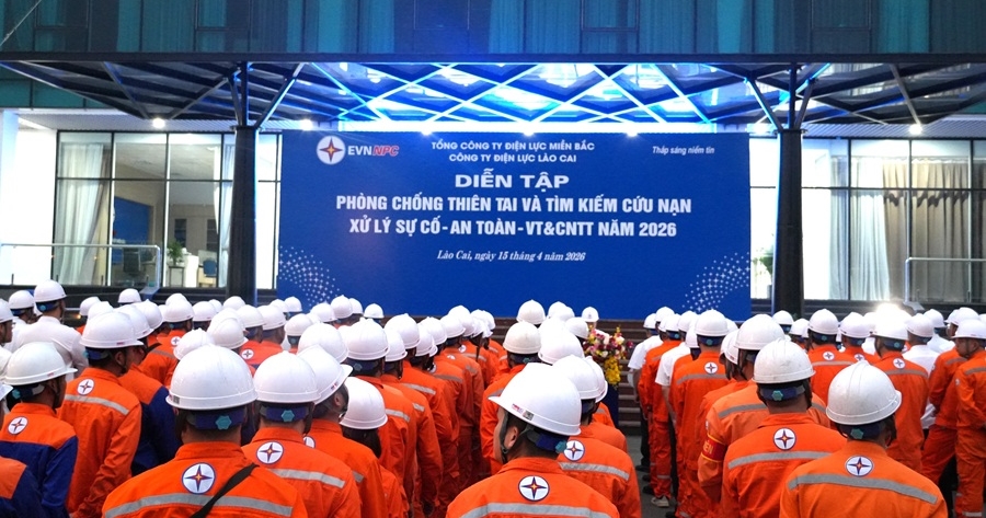 Công ty Điện lực Lào Cai diễn tập ứng phó thiên tai và sự cố lưới điện năm 2026