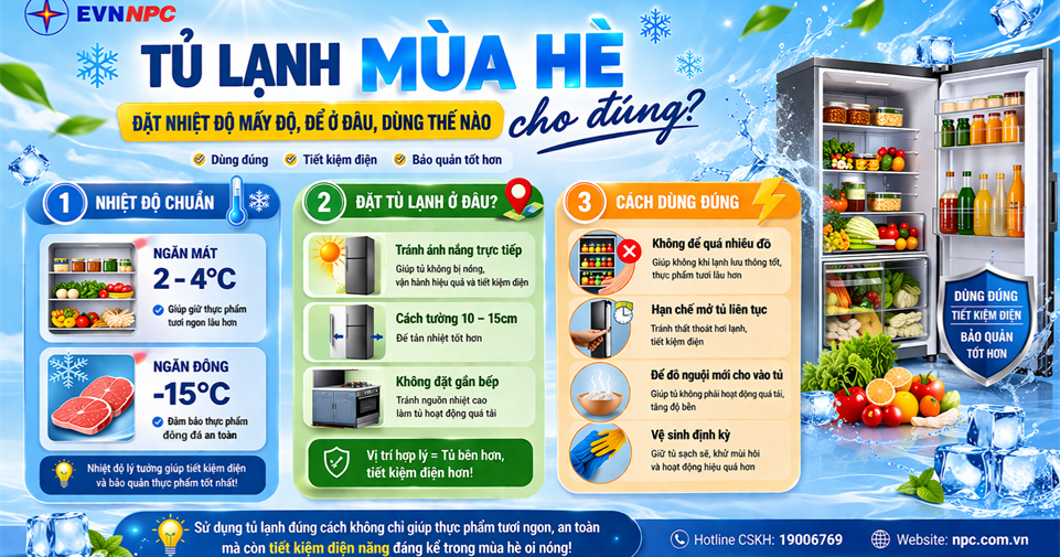 Sử dụng Tủ lạnh mùa hè thế nào để Tiết kiệm điện – An toàn?