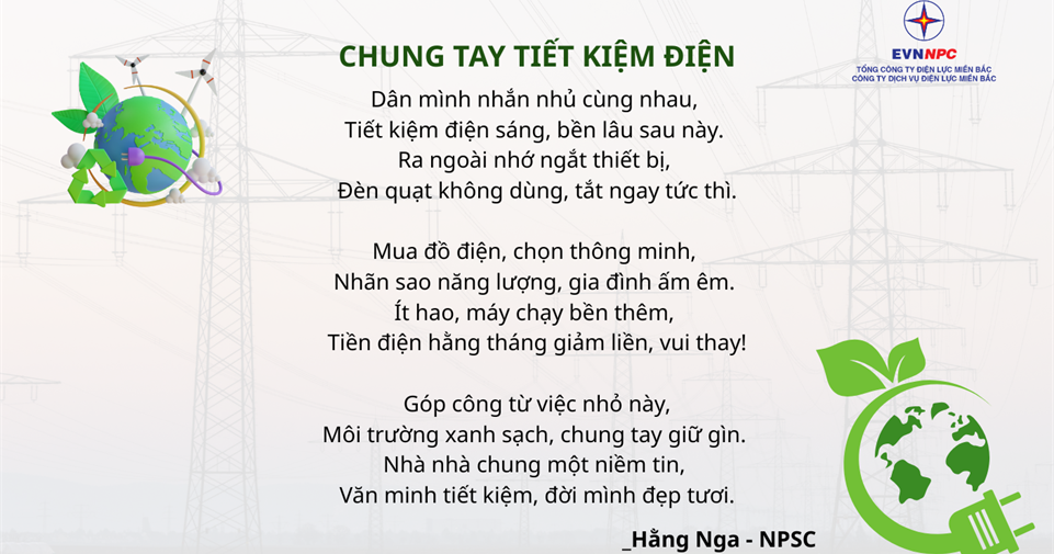 Bài thơ "Chung tay tiết kiệm điện"