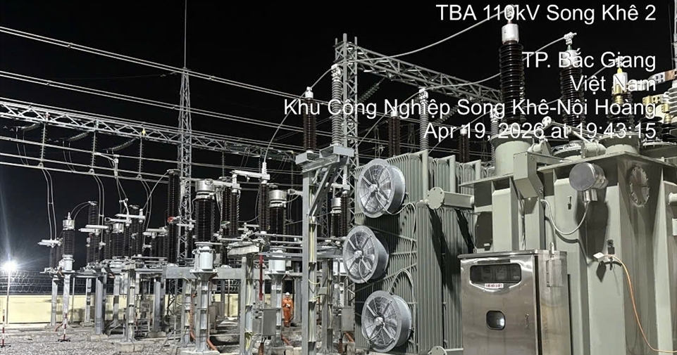 Đóng điện thành công MBA T2 Trạm 110kV Song Khê 2, thiết thực chào mừng kỷ niệm 30/4 và 1/5