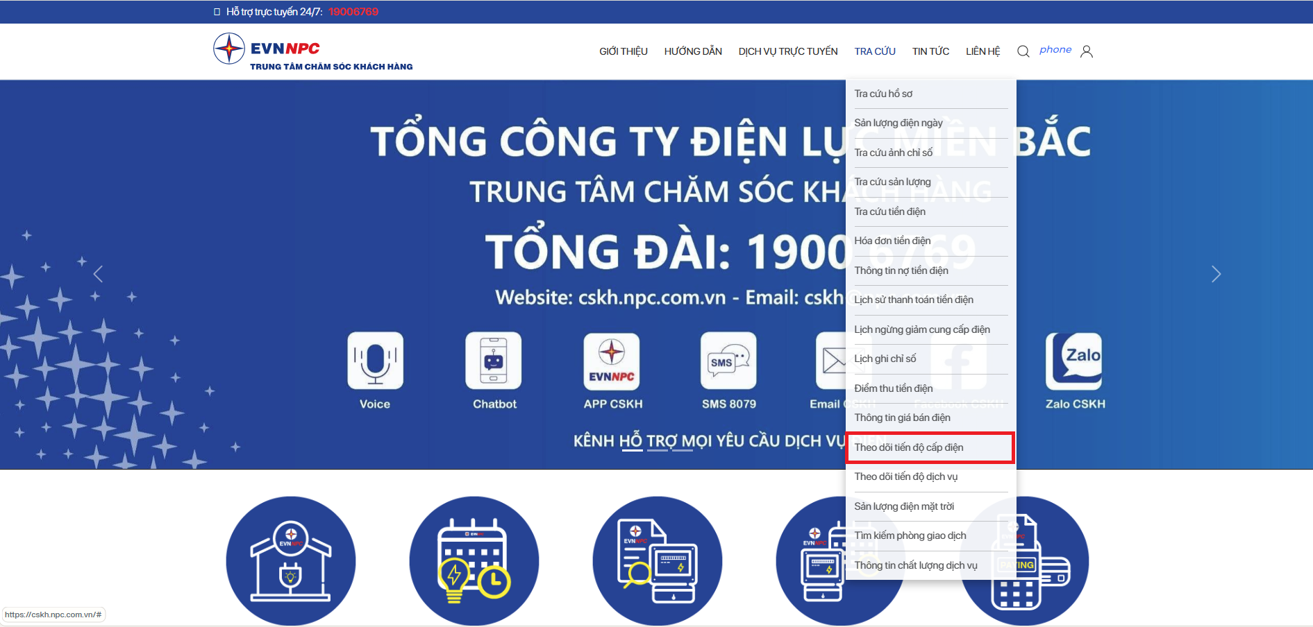 WebCSKH tra cứu cấp điện