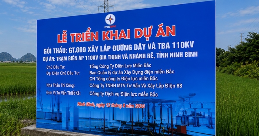 Ban Quản lý dự án Xây dựng điện miền Bắc triển khai thi công dự án Trạm biến áp 110kV Gia Thịnh và nhánh rẽ, tỉnh Ninh Bình