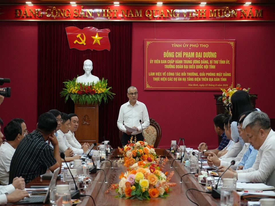 Phú Thọ tập trung tháo gỡ vướng mắc giải phóng mặt bằng, thúc đẩy tiến độ các dự án điện trọng điểm