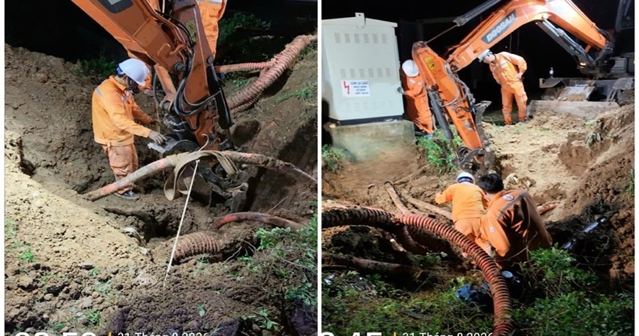 Công ty Điện lực Nghệ An xuyên đêm khắc phục sự cố cáp ngầm, kịp thời cấp điện trở lại cho 5.378 khách hàng