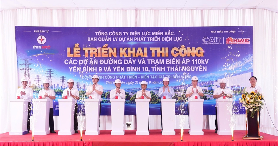 EVNNPC: Khởi công hai dự án 110kV phục vụ phát triển công nghiệp Thái Nguyên.