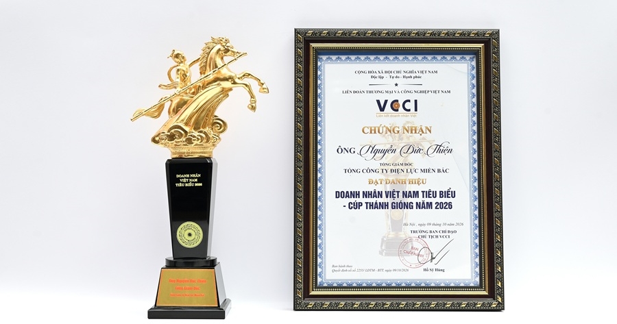 Tổng Giám đốc EVNNPC Nguyễn Đức Thiện đón nhận Cúp Thánh Gióng 2026